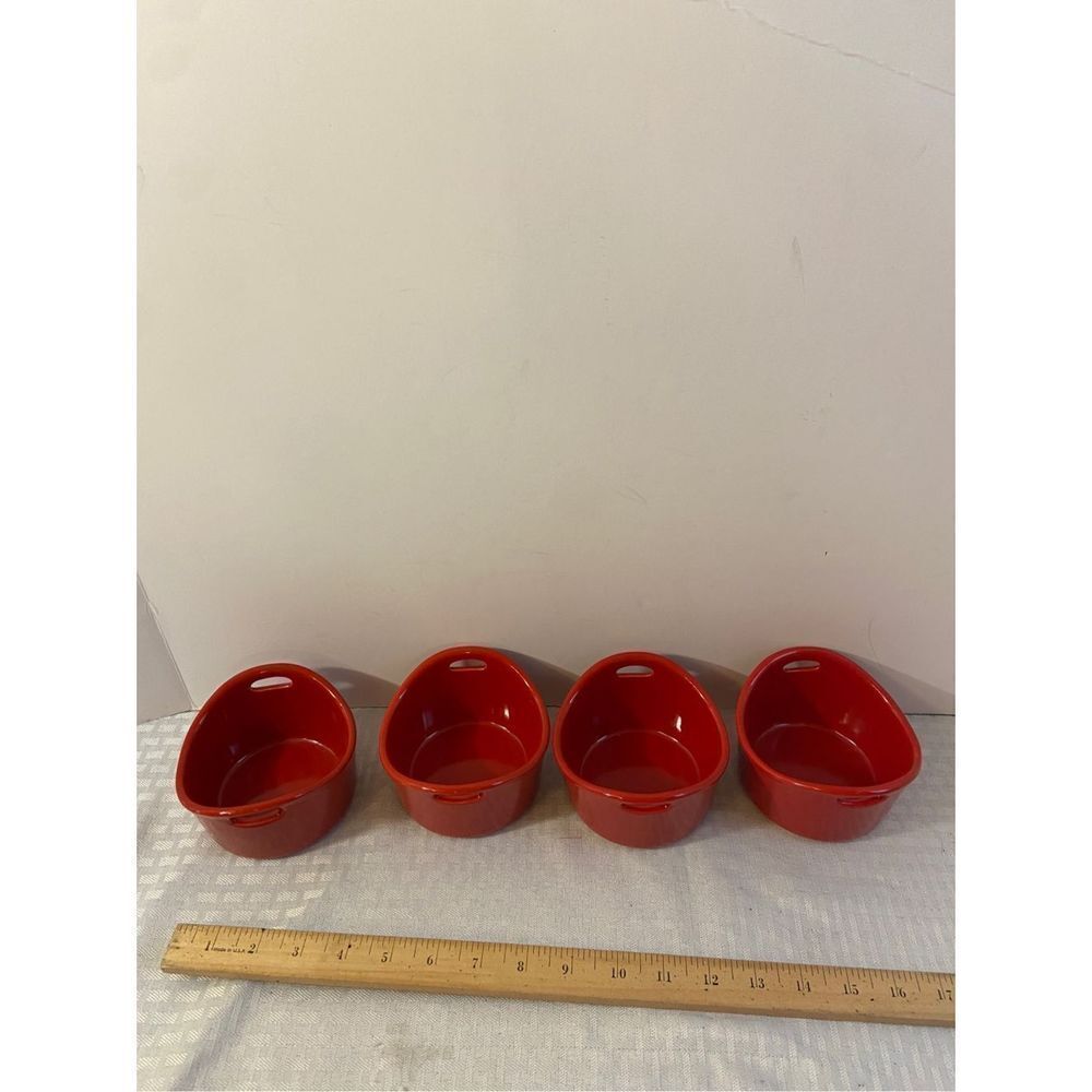 Rachael Ray red bowls 10oz each 4 piece‎ set microwave oven dishwasher safe